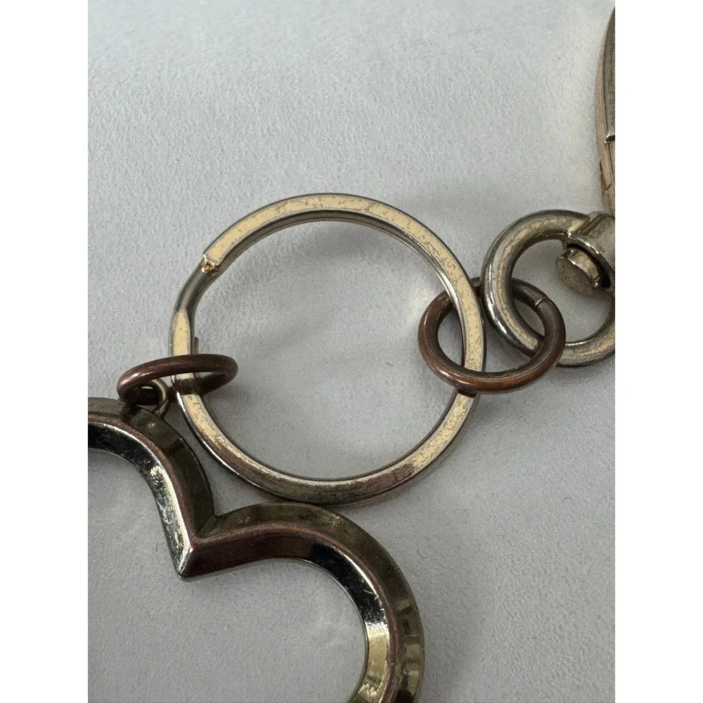 Victoria's Secret Gold Double Heart‎ Keychain Bag Charm Lobster Clasp Engraved